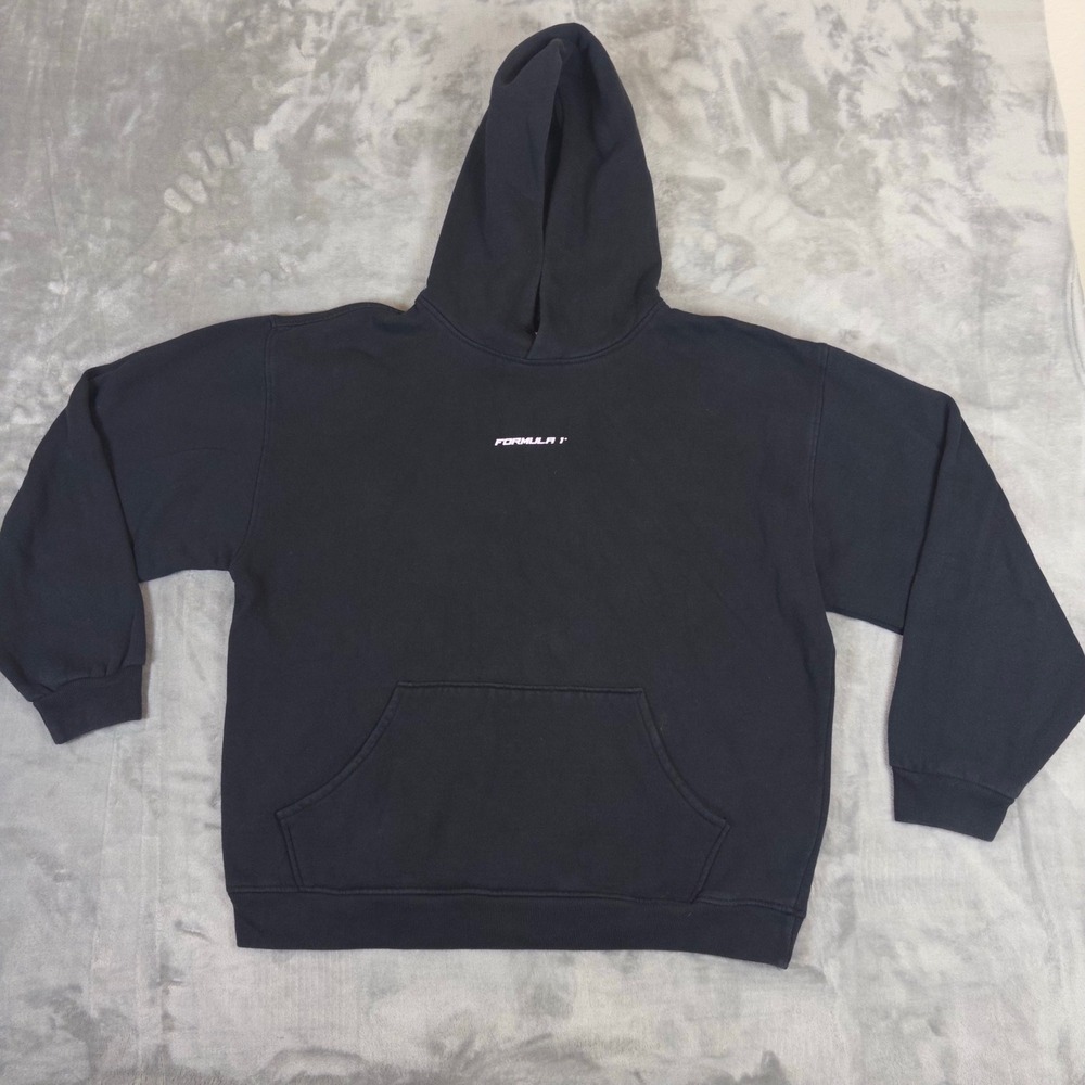 PacSun Formula 1 Hoodie Mens L Black Graphic Racing Grand Prix F1 Sweatshirt